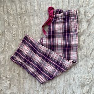 Victoria’s Secret Navy and Pink Plaid Drawstring Pajama Pants with Pocke…